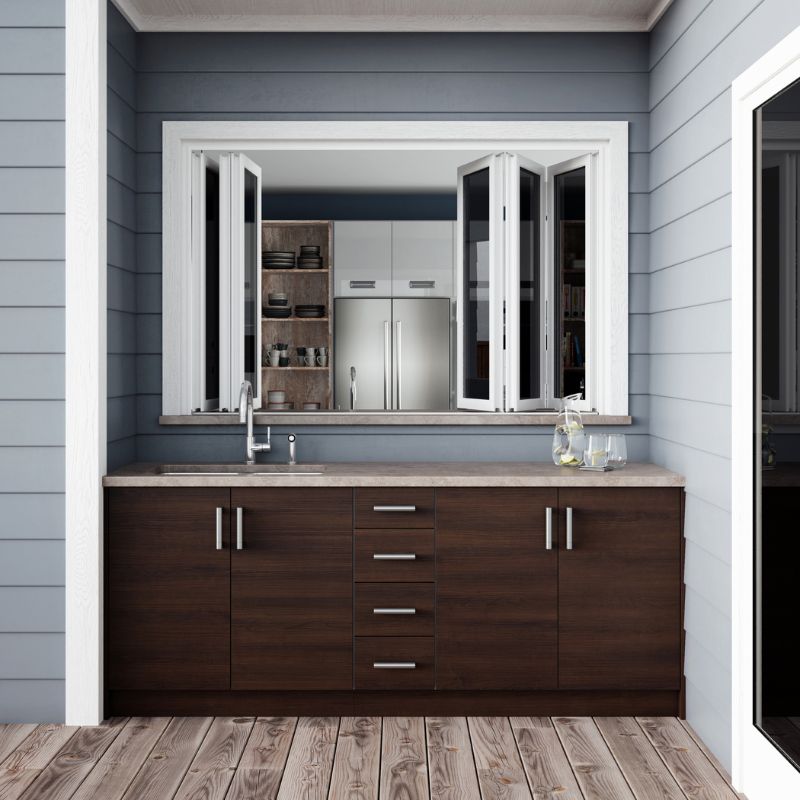 outdoor kitchen opening to indoors