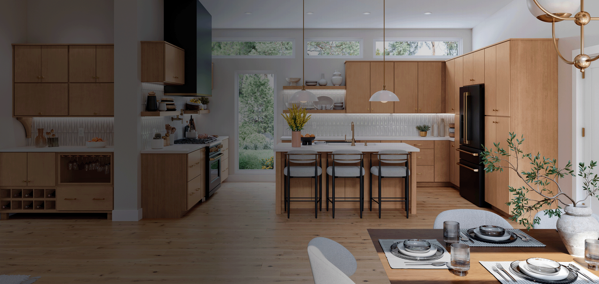 Contemporary kitchen with granite countertop