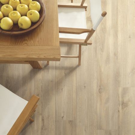 light wood look vinyl flooring in kitchen
